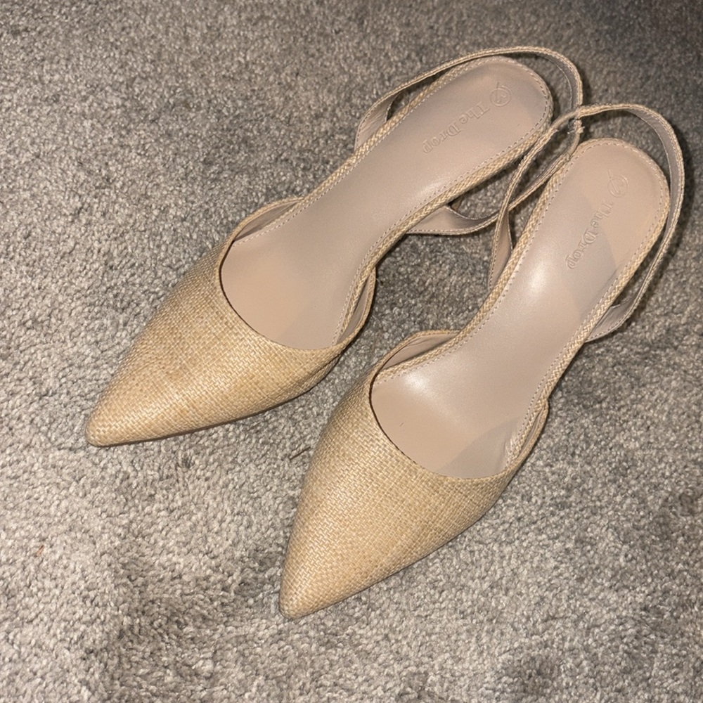 The Drop klara Chic Tan Slingback Heels raffia rattan size 10 - Picture 3 of 9